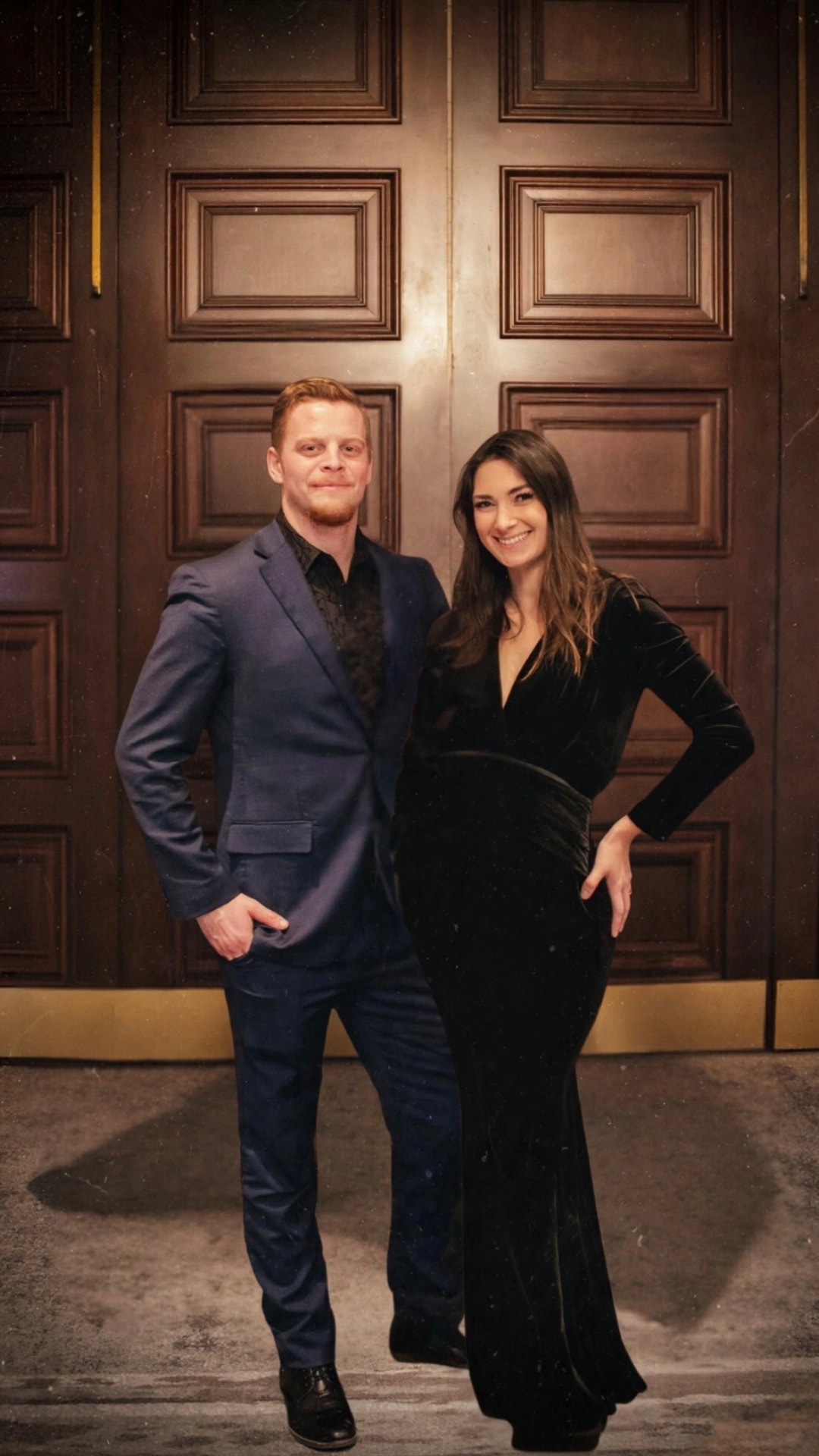 Anna Marie and her husband dressed for an evening out