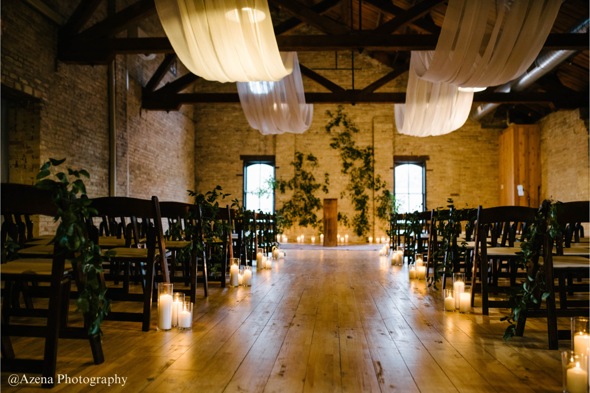 Candlelit indoor wedding ceremony